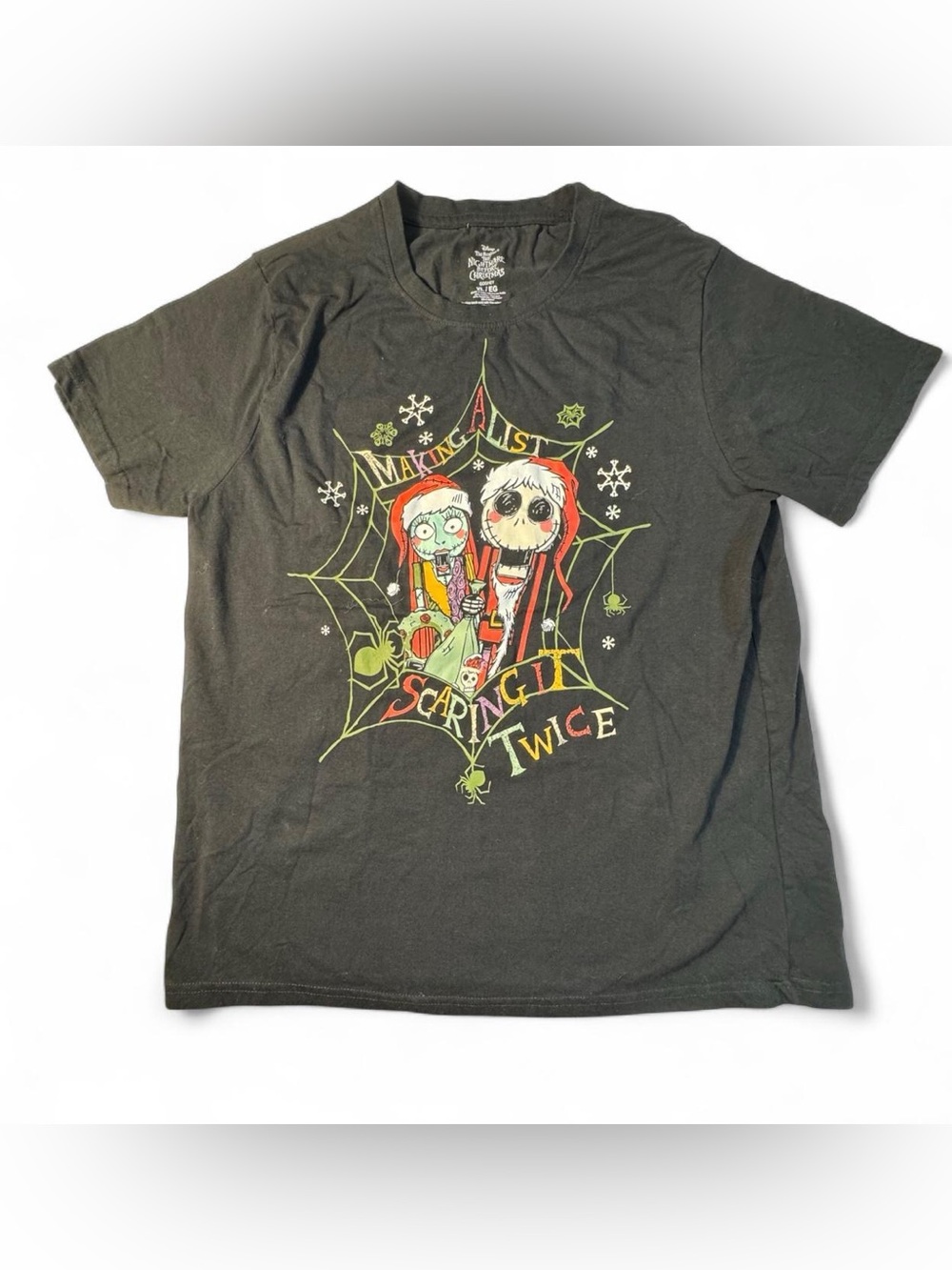 Disney The Nightmare Before Christmas Making a List Scaring It Twice T-Shirt XL